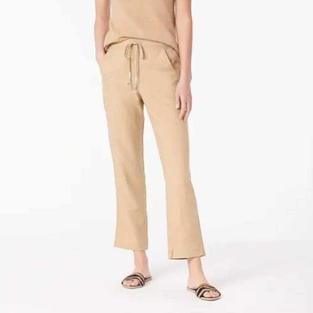 JCrew Tie-waist seaside pant in linen blend